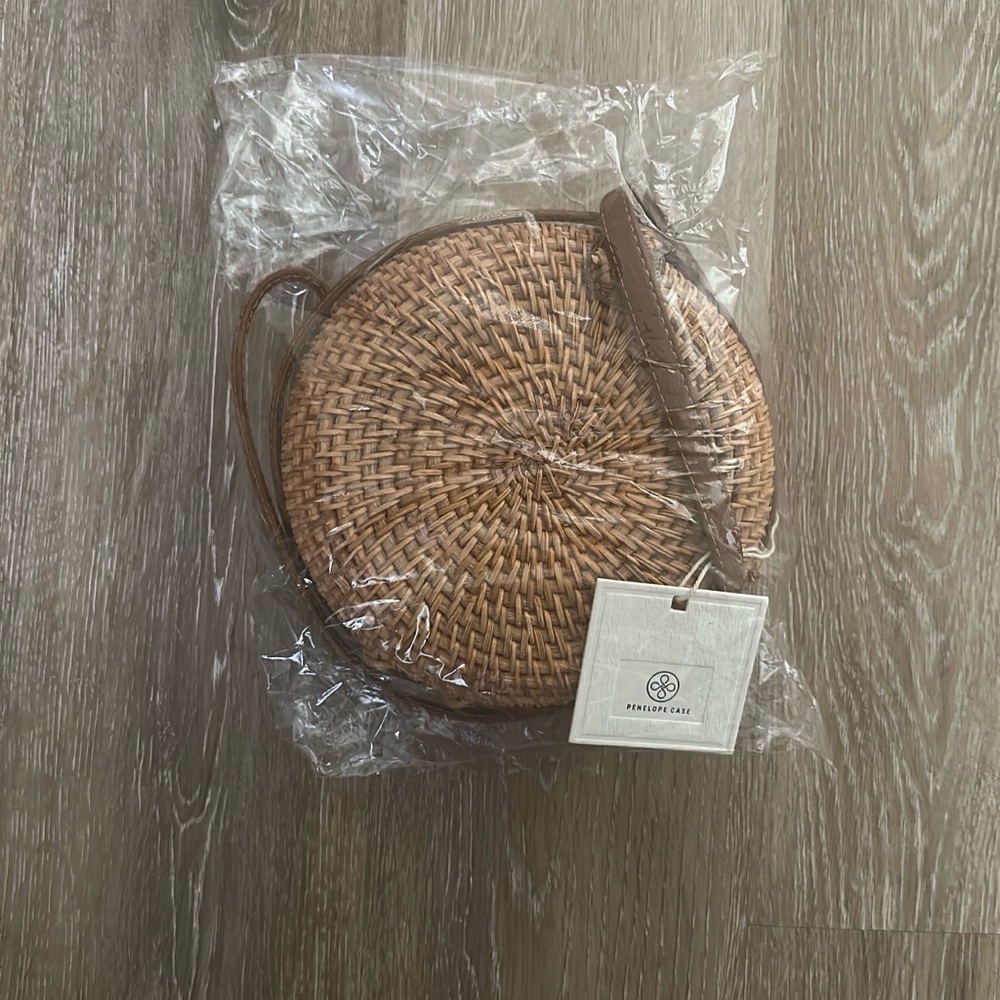 (2) PENELOPE CASE Brown Rattan Crossbody Bags SIZE 7" Cottagecore Garden Girl - Picture 6 of 6